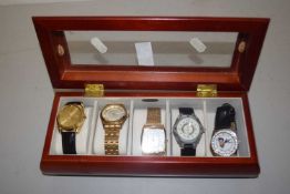 Case of five modern gents wristwatches