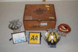 Group lot of five vintage motoring badges comprising AA, RAC and a Norfolk badge