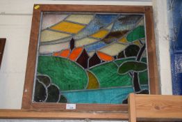 A 20th Century lead glazed panel depicting a country Church