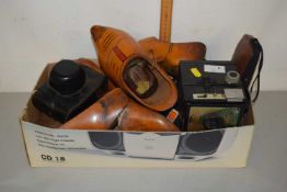 Mixed Lot: Vintage cameras, wooden clogs, shoe makers moulds etc
