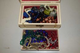 Jewellery box and various costume jewellery