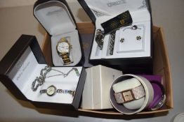 Box of various wristwatches