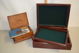 Small wooden box containing assorted ephemera, photographs and other items together with a further