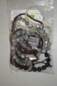A quantity of hardstone bead jewellery: to include a labradorite bead necklace with magnetic ball