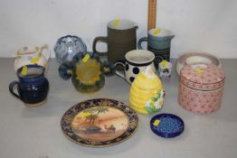 Mixed Lot: A Noritaki gilt decorated plate, Poole Pottery vase, glass light shade and other assorted
