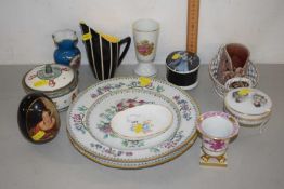 Mixed Lot: Ceramics including a small Herrand vase in continental style raised on three claw feet