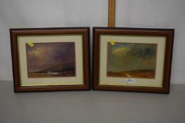 Christopher McLoughlin - Pair of oil studies of a coastal scene and a rural track, framed and