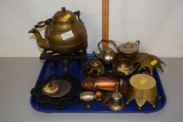 Mixed Lot: Brass kettle and other assorted metal wares