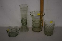 A group of 20th Century continental pale green glass vases and finger bowls