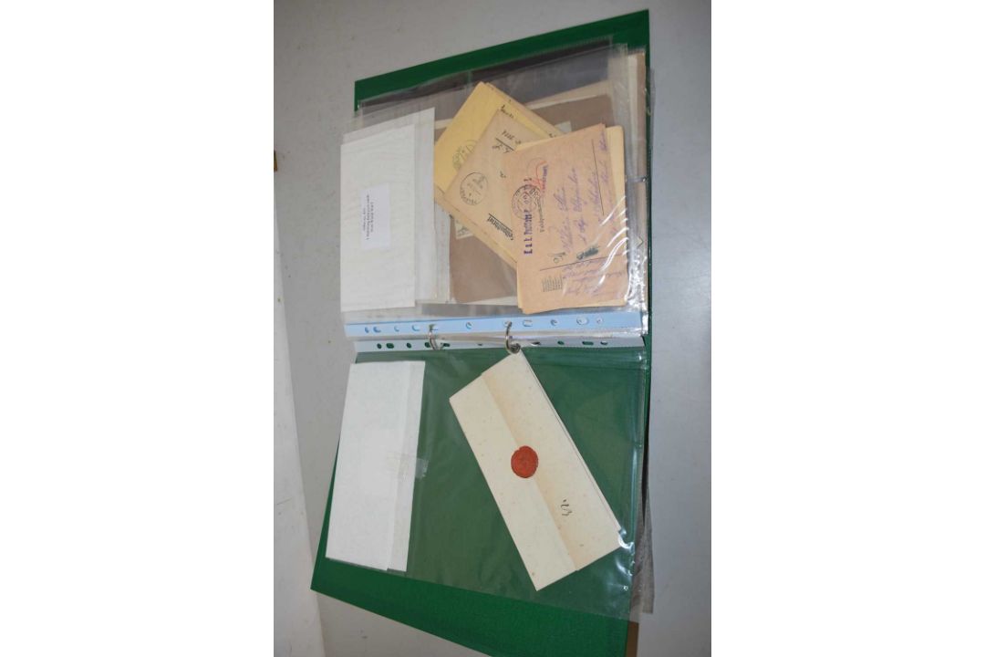 An album of various ephemera to include Habsburg Field postcards from WWI, German Field postcovers