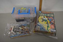 Mixed Lot: Various DC and QC comics, Brooke Bond tea cards and a box of various phone cards