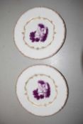 Royal Worcester, two small gilt edged plates marked The Chamberlin