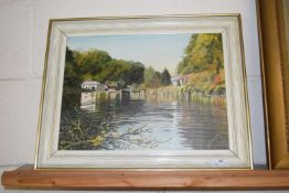Billie Graeme - Study of a riverside scene, oil on canvas