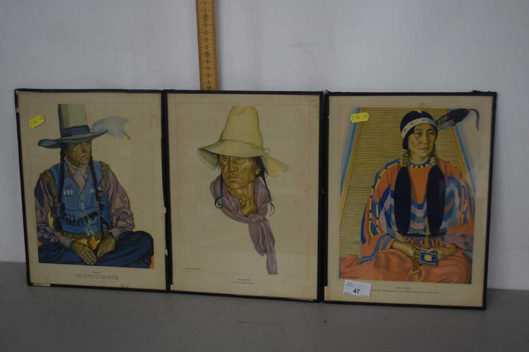 Three prints of North American Indians