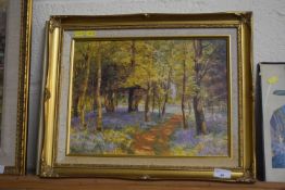 Oil on board of a forest scene