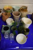 Mixed Lot: Ceramics, late 19th/20th Century together with a group of green glass vases