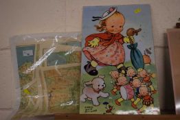 A card with a decoration after Mabel Lucy Atwell and various maps