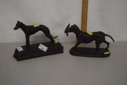 Two Spelter models of hunting dogs