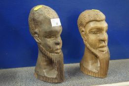 Two wooden carved tribal heads