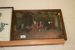 Print of a Victorian interior scene, framed and glazed