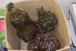 Box of assorted glass lampshades