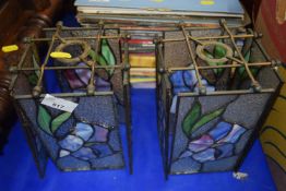 Two stained glass light shades