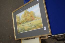 Watercolour landscape by Harry Peters together with two others by the same hand (3)