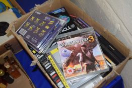 Box of assorted CD's and various Playstation 3 games etc