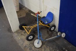 A kids Triang pedal trike together with scooter etc