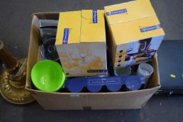 Quantity of assorted catering equipment to include glasses, ice buckets, paper plates etc