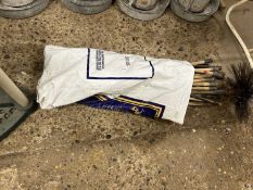 Set of wooden vintage chimney sweep brush and rods