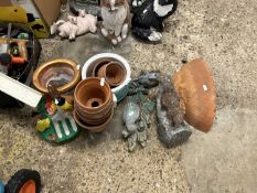 Mixed quantity of various plant pots, composite statues etc