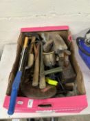 Mixed box of various hand tools, hammers etc