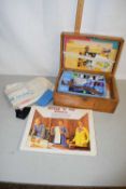 A sewing box and contents together with a quantity of dress making patterns
