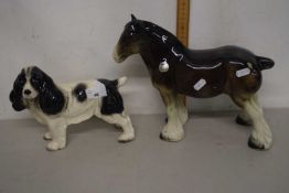 A Duchy pottery Shirehorse and a further Melba ware Spaniel (2)