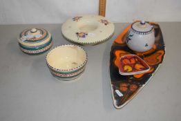 A group lot of Poole Pottery dishes, preserve pot, flower vase etc