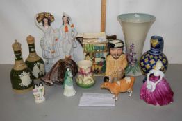 Mixed Lot: Ceramics to include a Clarice Cliff Newport Pottery foxglove vase (chipped to base), a