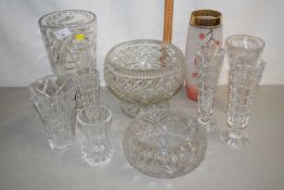 Mixed Lot: Various cut glass vases and bowls