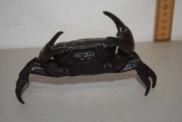 A bronzed metal model of a crab, unsigned
