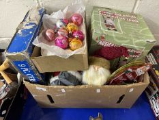 Box of Christmas decorations