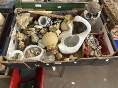 Box of mixed items to include animal models, thimbles etc