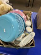 Mixed Lot: Tea wares, plastic kitchen boxes etc