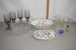 Mixed Lot: A miniature Wedgwood tea set with tray in the Kutani Crane pattern together with