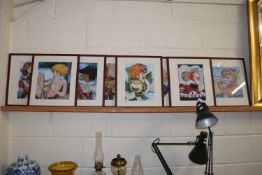 A group of eight coloured prints of stylised figures after Rosina Wachtmeister