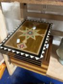 A hardwood chess set together with a modern inlaid backgammon board
