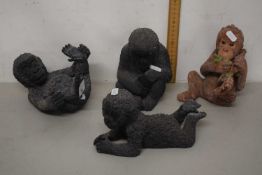 Three modern composition models of baby gorillas and a further model of an orangutan (4)