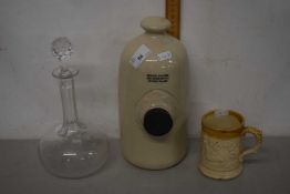 Mixed Lot: Stone ware hot water bottle, decanter and a mug