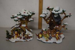 A large resin group entitled Christmas at Pooh Corner by Danbury Mint together with a further