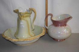 A Victorian jug and wash basin