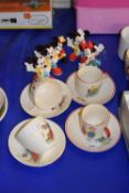 Disney figures, children's tea cups and saucers etc